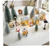 fkngcp Ensembles de Village de Noël, 30pcs / Ensembles Village Noël LED, Maisons Bricolage et Accessoires pour Les Cadeaux décoration d'hiver