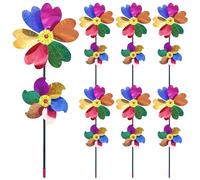 fkngcp Fiche de brochages Arc-en-Ciel pour la Cour et Le Jardin, 10pcs à Vent réfléchissant, Moulin à Vent de Jardin Double Couche avec enjeux, effrayer Les Oiseaux des Roues pin pour Les Enfants