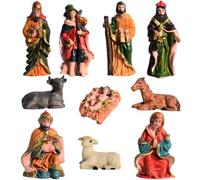 fkngcp Nativité Figures 10pcs / Set résine Nativité Ensemble avec bébé Jésus et Animaux, scène réaliste, décorations de Noël pour la décoration intérieure