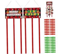 fkngcp Porte-Cartes de Noël 2 Set Plaid Plaid Cartoon Porte-Photo de Noël avec Photo Clips Tissu pour la fête la Famille