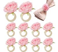 fkngcp Ronds de Serviette en Fleurs, Ronds de Serviette en Fleurs Roses artificielles, décor Table pour noël, fête Mariage, Banquet, 12 pièces