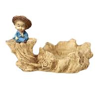 fkngcp Saucers de Plantes, Plateaux de jardinières en résine avec Moine Paille, Plateaux Plantes brésiliennes, Plateau hydroponique Portable pour décoration Table Maison Bureau, Style 2