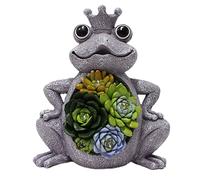 fkngcp Statue de Grenouille Solaire Ornements de Jardin lumières LED extérieures décorations Figurine pour Yard Patio avec Couronne