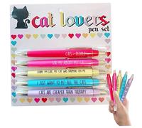 fkngcp Stylos pour chats pour les amoureux des chats, 5pcs stylos drôles avec une phrase drôle, des gens en plastique, un point de balle en douceur pour les adultes Kids Office School Giftscat