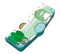 fkngcp Trousse à Crayons rétractable de capacité, Trousse à Crayons multifonctionnelle en Forme de Dinosaure Mignon avec Bouton-Poussoir, Taille-Crayon, règle, Gomme, Ruban, Ciseaux, Calendrier des c