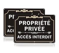 FKNSGR Panneau Propriété Privée & Accès Interdit Lot de 2 20x30cm Aluminium | Noir avec 6 Pré-trous Résistant aux Intempéries, pour Sécurité Maison/Entreprise Inaltérable