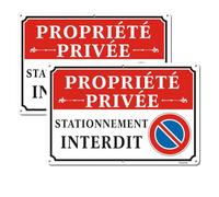 FKNSGR Panneau Propriété Privée Stationnement Interdit 20x30cm en Aluminium | Lot de 2 avec 6 Pré-trous & Résistant aux Intempéries, pour Sécurité Maison/Entreprise Inaltérable