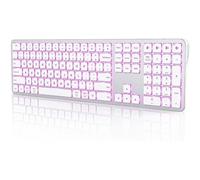 FKRTQIYN Clavier sans Fil rétro-éclairé de Jomaa pour Windows Multi-Device Slim Rechargeable Clavier pour Ordinateur Portable et Ordinateur(White)