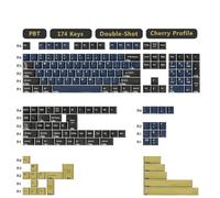 FKRTQIYN KBDIY 174 Retro GMK Blue Samurai PBT Double Shot Keycap Set Compatible avec MX Switches Keyboards de Jeu mécanique(GMK Blue Samurai)
