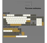 FKRTQIYN KBDIY Retro 143 Keycap Set PBT Matcha KOA Compatible avec Le Style MOA 7U ISO pour Les claviers mécaniques Russe coréenne Japonaise(Glimmer-RU)