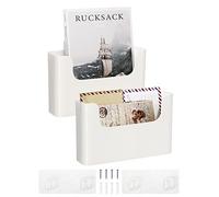 FKTXCO Lot de 2 organiseurs de fichiers muraux à suspendre pour porte, bureau, courrier - Rangement de magazines, enveloppes, planificateur mural - Poche unique (blanc cassé)