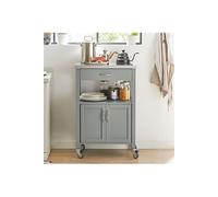 SoBuy Meuble de Cuisine à roulettes avec Plan de Travail Desserte Cuisine compacte pour Rangement Cuisine, extérieur ou Chambre Chariot de Service Multifonction Gris 60x92x44cm FKW22-HG