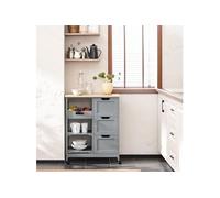 SoBuy Desserte de cuisine à roulettes FKW79-HG – avec tiroirs et étagères – Gris – L67×P37×H84,5 cm