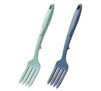 FKWKUW 2Pcs Fourchette De Cuisson en Silicone, Fourchetts Flexible Résistant À La Chaleur Multifonctionnel Antiadhésif Fourchette À Mélanger pour Cuisine Remuer Mélanger Purée (Lac Bleu, Bleu F