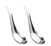 FKWKUW Ensemble De Cuillères À Soupe Asiatiques De 2, Acier Inoxydable - Cuillère À Soupe Chinoise pour Céréales, Ragoûts Pho Wonton - Boulettes Profondes - Passe Au Lave-Vaisselle