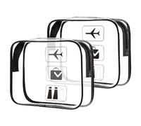 FKWKUW Lot De 2 Trousses De Toilette Transparentes, Étanches, avec Fermeture Éclair Transparente, Sacs De Maquillage Transparents, Sacs De Voyage pour Femmes, Hommes Et Familles, Noir