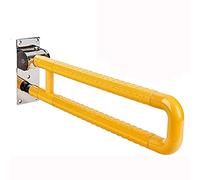 FKXSXAZ Barres d'appui de Douche et de Toilettes Pliables en Acier Inoxydable, Fixation Murale, Barre de Maintien de Salle de Bain relevable en Forme de U, antidérapante - Jaune (Naturel)