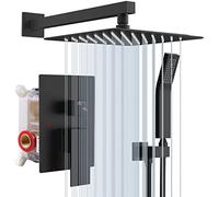 FKXSXAZ Ensemble de Douche à Effet Pluie Haute Pression avec douchette, Bras d'extension réglable et robinetterie Murale pour Salle de Bain, Maison, hôtels et piscines.