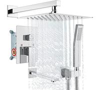 FKXSXAZ Ensemble de Douche à Effet Pluie Haute Pression avec douchette, Bras d'extension réglable et robinetterie Murale pour Salle de Bain, Maison, hôtels et piscines.