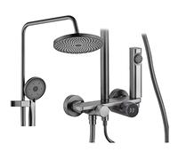 FKXSXAZ Ensemble de Douche Double Ronde Murale | Pommeau de Douche Effet Pluie, douchette à Main, Flexible Extra Long de 150 cm, inverseur 4 Voies, Bras d'extension réglable