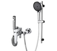 FKXSXAZ Ensemble de Douche, pommeau de Douche à Main Haute Pression avec Bras d'extension réglable et 3 réglages de débit, Fixation Murale pour Salle de Bain