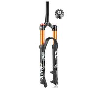 FKXSXAZ Fourche à Suspension pour VTT, Amortisseur à air, 27,5/29 Pouces, axe traversant 9 x 100, Blocage Rapide QR, débattement de 100 mm, Pivot Conique, Frein à Disque 1-1/8".