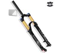 FKXSXAZ Fourche VTT, débattement de 120 mm, Compatible avec Les Roues de 26, 27,5 et 29 Pouces. Fourche Avant en Alliage de magnésium, Bras Droit/Conique, réglage du rebon