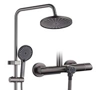 FKXSXAZ Pommeau de Douche Effet Pluie avec douchette à Main, Commande par Bouton et Bras Extensible réglable en Hauteur et en Angle, pommeau de Douche Haute Pression Facile à Nettoyer.