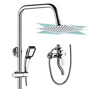 FKXSXAZ Pommeau de Douche Effet Pluie avec douchette Haute Pression, Bras d'extension réglable Effet Pluie, Double Combinaison chromée