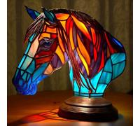 FkYstrix Animaux Lampe de Table Série teinté résine Ornaments Lumière de Nuit avec USB bohème Meubles Décoration Noël Sculpture Lampe de Bureau Cadeau, Horse