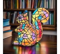 FkYstrix Retro Stained Resin Animal Table Lamp,Animal Table Lamp Series Bedside Lamp Small Night Light Decorative, Squirrel