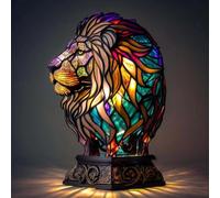 FkYstrix Retro Stained Resin Animal Table Lamp,Animal Table Lamp Series Bedside Lamp Small Night Light Decorative, Lion