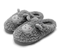 FkYstrix Unisex- Cute and Cozy Soft Fluffy Plush Sheep Slippers Cartoon Men and Women Indoor/Outdoor House Shoes Comfortable & Lightweight(40-41, Gray)