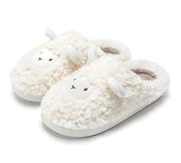 FkYstrix Unisex- Cute and Cozy Soft Fluffy Plush Sheep Slippers Cartoon Men and Women Indoor/Outdoor House Shoes Comfortable & Lightweight(36-37, White)