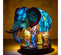 FkYstrix Vintage Résine teintée Animaux Lampe de Table,Animaux Série Lampe de Table Lampe de Chevet Petit Lumières de Nuit Décoratif, Elephant