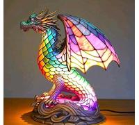 FkYstrix Vintage Résine teintée Animaux Lampe de Table,Animaux Série Lampe de Table Lampe de Chevet Petit Lumières de Nuit Décoratif, Dragon