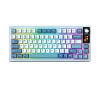 FKZ LT75Pro Clavier mécanique sans fil avec écran et bouton couleur, 75 % remplaçable à chaud, support de joint, clavier de jeu RVB personnalisé BT5.0/2,4G/Type-C filaire NKRO Creamy (Bleu lac)