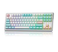 FL ESPORTS Clavier de jeu sans fil, 3 modes, échangeable à chaud, 87 touches RVB avec interrupteur linéaire pré-lubrifié pour PC/tablette/PS/Xbox (blanc)