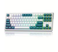FL ESPORTS Clavier de jeu sans fil à 75 %, 3 modes, échangeable à chaud, clavier RVB 87 touches avec commutateur linéaire pré-lubrifié pour PC/tablette/PS/Xbox (vert)