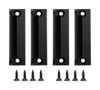 FL HUA Lot de 4 poignées de porte de balcon d'extérieur en aluminium avec vis, moustiquaire pour portes coulissantes, fenêtres et armoires (Noir)