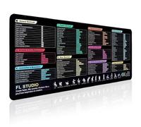 FL Studio Shortctus Mouse Pad, Fruity Loops Studio Shortcuts Mousepad, Large Desk Pad with Cheat Sheet, HD printing, Stitched Edges, Non-Slip