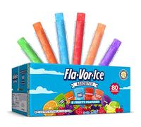 Fla-Vor-Ice Lot de 80 barres de congélation variées de 42,5 g, saveurs assorties, citron vert, punch aux baies, raisin, fraise, orange et punch tropical + friandises amusantes Viva Ice Pops, 8 pièces
