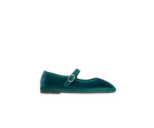 FLABELUS Antonia Mary Jane Velvet Couleur is Black Combined with Black Piping., Vert, 36 EU