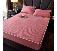 Flace ajustée de literie, Protecteur de Matelas en Latex en Velours Chaud épaissi épaissi, Couleurs de Couleurs de Chambre à Coucher pour Adultes Rose 180cmx200cm