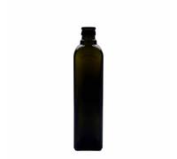 Flacon à vinaigre/huile 500 ml 'Quadra', verre, carré, vert antique, ouverture : DOP