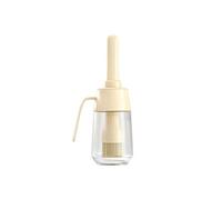 Avizar Flacon Brosse à Huile 300ml en Verre avec Pinceau Silicone Intégré Beige