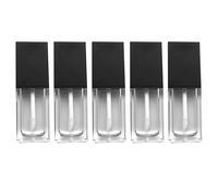 Flacon de Gloss à Lèvres Carré Plat Noir 10ml en Plastique, Lot de 5 | Voyage et Déplacement, Visibilité du Niveau Teinte, Format Léger, Style Créatif Chic