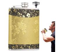 Flacon de liqueur de hanche - Flasque en acier inoxydable avec entonnoir - Bouteille portable étanche à paillettes pour whisky et vin