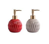 Flacon de Lotion Vide en céramique Rechargeable avec Pompe, 400 ML (13(Red)