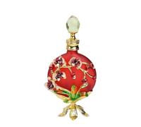 Flacon de parfum ancien en verre de 30 ml, cadeau artisanal for maman, flacon d'huile essentielle rétro avec motif floral, contenant de parfum fantaisie antique (rouge)(Red)